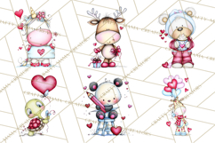 Valentine Animals Clipart Cute Cartoon Characters PNG Product Image 4
