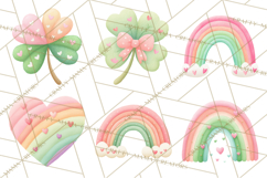 St. Patrick’s Day Clipart, Girly Lucky Shamrock Clip Art PNG Product Image 4