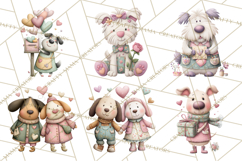 Valentine Dog Clipart PNG, Cute Valentine Dogs, Kids Product Image 4