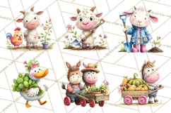 Farm Animals Gardening Clipart PNG, Garden Farm Animals Product Image 6