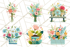 Spring Garden Tools and Floral Gardening Clipart PNG Product Image 2
