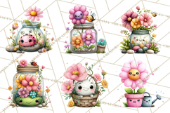 Spring Mini World Clipart, Cute Kawaii Garden Scenes PNG Product Image 6