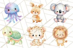 Watercolor Baby Animals, Cute Kawaii Forest Zoo Farm Ocean Product Image 3