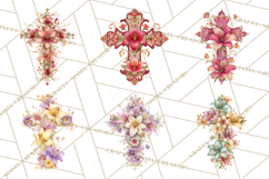 Easter Lily Cross Clipart, Pastel Bold Christian Crosses Png Product Image 6
