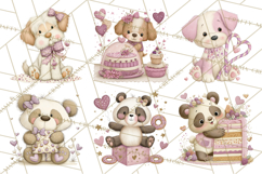Sweet Treat Animals Clipart, Valentine Cupcake Cat PNG Product Image 3