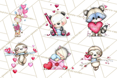 Valentine Animals Clipart Cute Cartoon Characters PNG Product Image 5