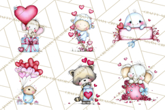 Valentine Animals Clipart Cute Cartoon Characters PNG Product Image 6