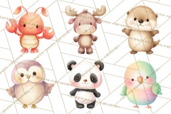 Watercolor Baby Animals, Cute Kawaii Forest Zoo Farm Ocean Product Image 7