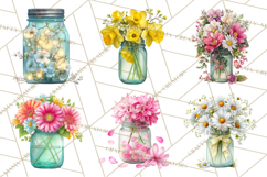 Spring Mason Jar Flowers Clipart, Floral Mason Jars PNG Product Image 7