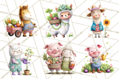 Farm Animals Gardening Clipart PNG, Garden Farm Animals Product Image 5