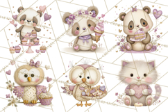 Sweet Treat Animals Clipart, Valentine Cupcake Cat PNG Product Image 6