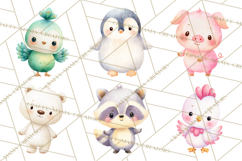 Watercolor Baby Animals, Cute Kawaii Forest Zoo Farm Ocean Product Image 9