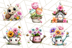Spring Mini World Clipart, Cute Kawaii Garden Scenes PNG Product Image 2