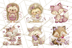 Sweet Treat Animals Clipart, Valentine Cupcake Cat PNG Product Image 7