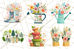 Spring Garden Tools and Floral Gardening Clipart PNG Product Image 5