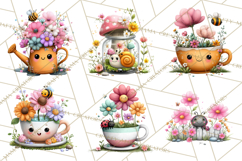 Spring Mini World Clipart, Cute Kawaii Garden Scenes PNG Product Image 8