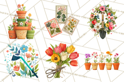 Spring Garden Tools and Floral Gardening Clipart PNG Product Image 8