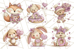 Sweet Treat Animals Clipart, Valentine Cupcake Cat PNG Product Image 8