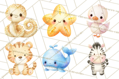 Watercolor Baby Animals, Cute Kawaii Forest Zoo Farm Ocean Product Image 6