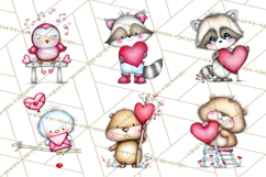 Valentine Animals Clipart Cute Cartoon Characters PNG Product Image 9