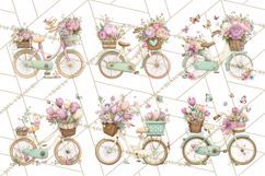 Romantic Bike Clipart, Spring Flowers PNG, Pastel Bicycles Product Image 5