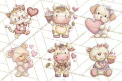 Valentine Animals Clipart PNG, Cute Animal Valentine Product Image 5