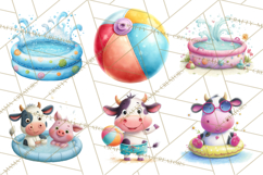 Farm Animals Pool Party Clipart, Summer Farm Animals PNG Product Image 2