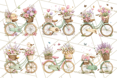Romantic Bike Clipart, Spring Flowers PNG, Pastel Bicycles Product Image 6