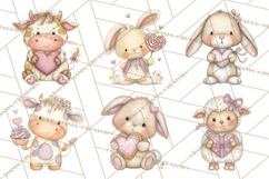 Valentine Animals Clipart PNG, Cute Animal Valentine Product Image 2