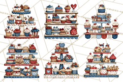 Patriotic Cake Stands Clipart, Dessert Tables Bakery Display Product Image 6