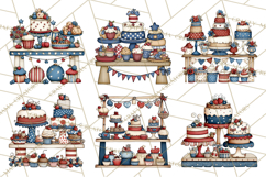 Patriotic Cake Stands Clipart, Dessert Tables Bakery Display Product Image 5