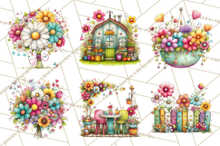 Pink Purple Spring Clipart, Floral Cottage, Butterflies PNG Product Image 5