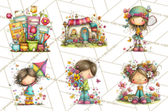 Pink Purple Spring Clipart, Floral Cottage, Butterflies PNG Product Image 4