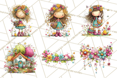 Pink Purple Spring Clipart, Floral Cottage, Butterflies PNG Product Image 6