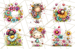 Pink Purple Spring Clipart, Floral Cottage, Butterflies PNG Product Image 7