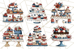 Patriotic Cake Stands Clipart, Dessert Tables Bakery Display Product Image 4
