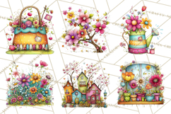 Pink Purple Spring Clipart, Floral Cottage, Butterflies PNG Product Image 8