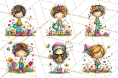 Pink Purple Spring Clipart, Floral Cottage, Butterflies PNG Product Image 3