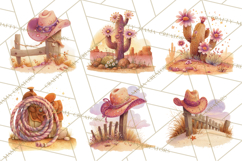 Cowgirl Clipart for Invitations, Western Horses and Props Product Image 2