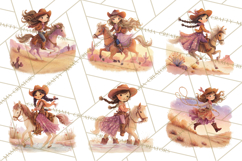Cowgirl Clipart for Invitations, Western Horses and Props Product Image 5