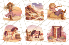 Cowgirl Clipart for Invitations, Western Horses and Props Product Image 7