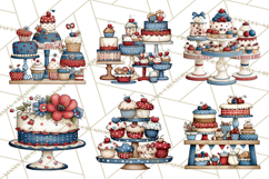 Patriotic Cake Stands Clipart, Dessert Tables Bakery Display Product Image 7