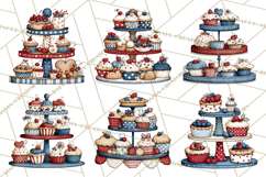 Patriotic Cake Stands Clipart, Dessert Tables Bakery Display Product Image 2
