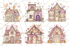 Heart Homes Valentine Clipart, Cozy Cottage PNG Product Image 3