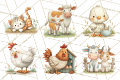 Farm Animals Clipart PNG, Cow Pig Sheep Horse Chicken Goat Product Image 2
