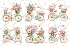 Romantic Bike Clipart, Spring Flowers PNG, Pastel Bicycles Product Image 2
