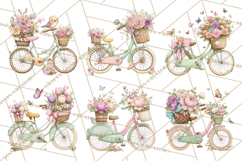 Romantic Bike Clipart, Spring Flowers PNG, Pastel Bicycles Product Image 4
