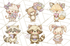 Valentine Animals Clipart PNG, Cute Animal Valentine Product Image 6