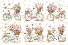 Romantic Bike Clipart, Spring Flowers PNG, Pastel Bicycles Product Image 7
