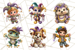Cute Mardi Gras Characters PNG Kids Animals Carnival Clipart Product Image 5